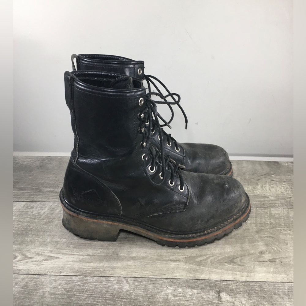 Mens Red Worx Shoes 5470 Logger Steel Toe Leather Work Logging Boots Size 8.5 M